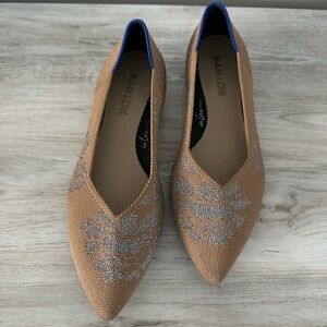 Rothy's Brown Flats with Blue Trim